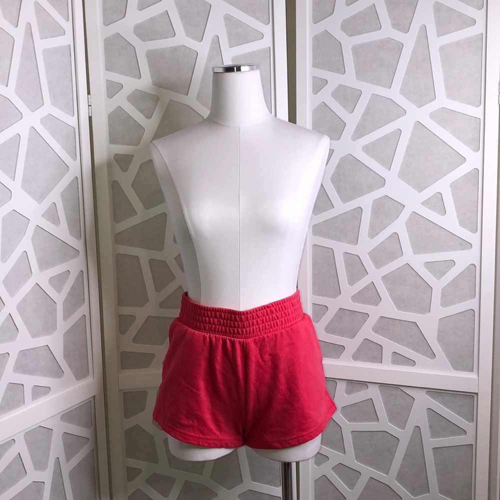 Coral colored active bottoms.